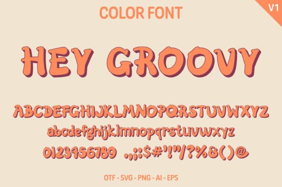 Hey Groovy V1: A Retro Color Font for Handmade Labels & Printables